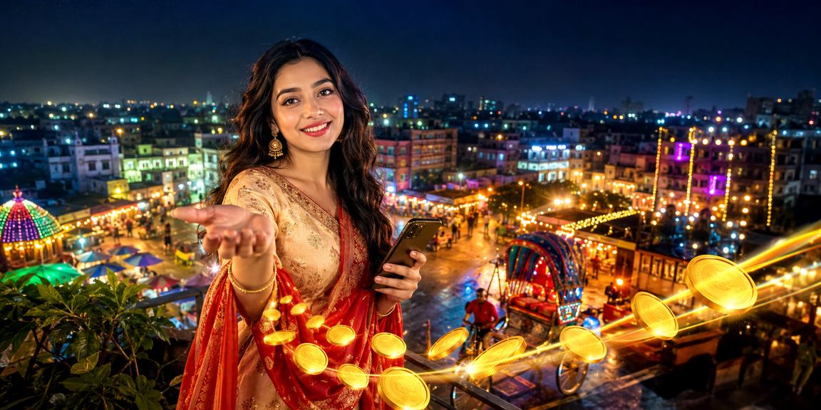 ঢাকার নাইট মার্কেটে 5060 - এ মোবাইল পেমেন্টের সুবিধা উপভোগ করছেন একজন ব্যবহারকারী